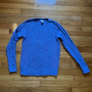 LL bean blue cable knit crew neck sweater